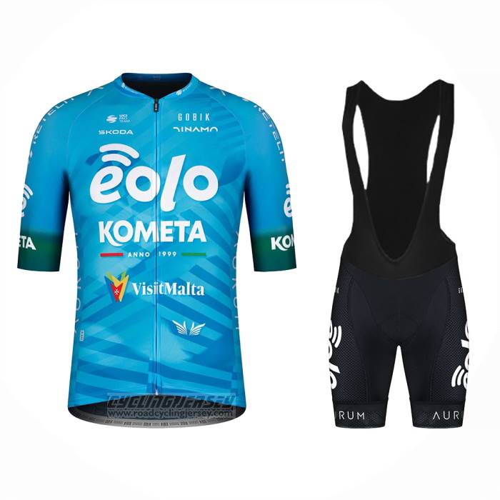2023 Cycling Jersey Eolo Kometa Blue Short Sleeve And Bib Short